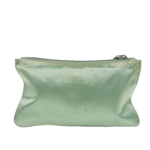 PRADA Pouch Satin Green Silver Auth 86519 - Picture 3 of 16